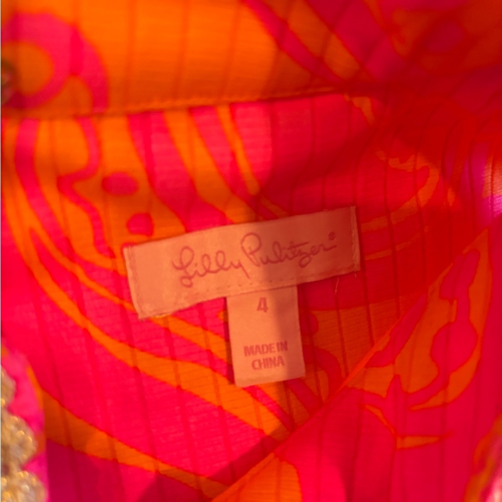 Lilly Pulitzer Vibrant Pink and Orange Patterned Dress